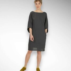 ANNETTE GORTZ Bonni 100% Linen Tunic Dress Beaded Cuffs‎ & Neckline Sz 10 | EUC